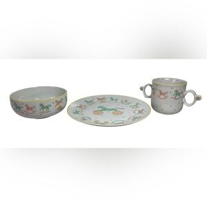 VTG Lynn Hollyn Tuscany Toyland Rocking Horse Toddler Ceramic Dish Set Japan